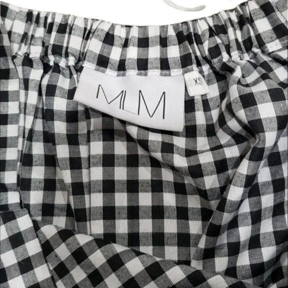 MLM Label Black White Gingham Waterfall Off Shoulder Blouse XS - Picture 5 of 5